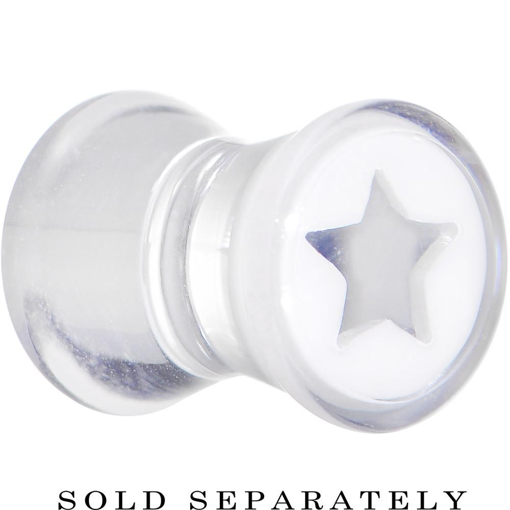 Clear White Acrylic Wish on a Star Saddle Plug 2 Gauge to 20mm