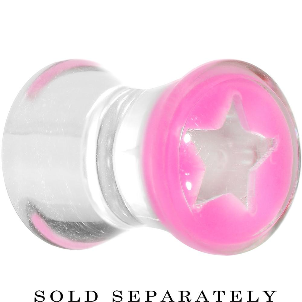 Clear Pink Acrylic Wish on a Star Saddle Plug 2 Gauge to 20mm