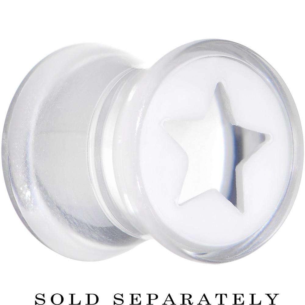 Clear White Acrylic Wish on a Star Saddle Plug 2 Gauge to 20mm