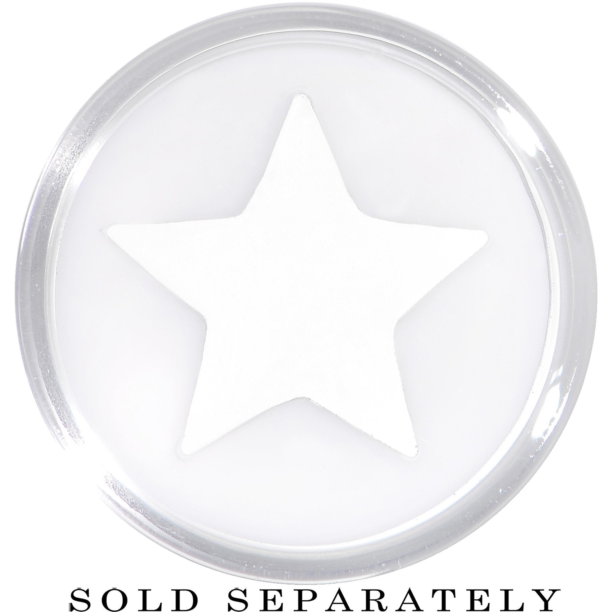 Clear White Acrylic Wish on a Star Saddle Plug 2 Gauge to 20mm