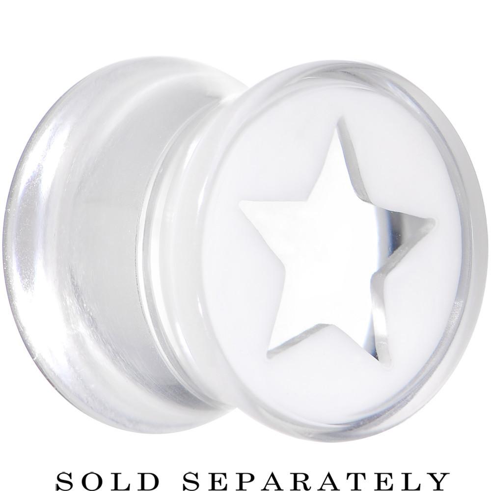 Clear White Acrylic Wish on a Star Saddle Plug 2 Gauge to 20mm