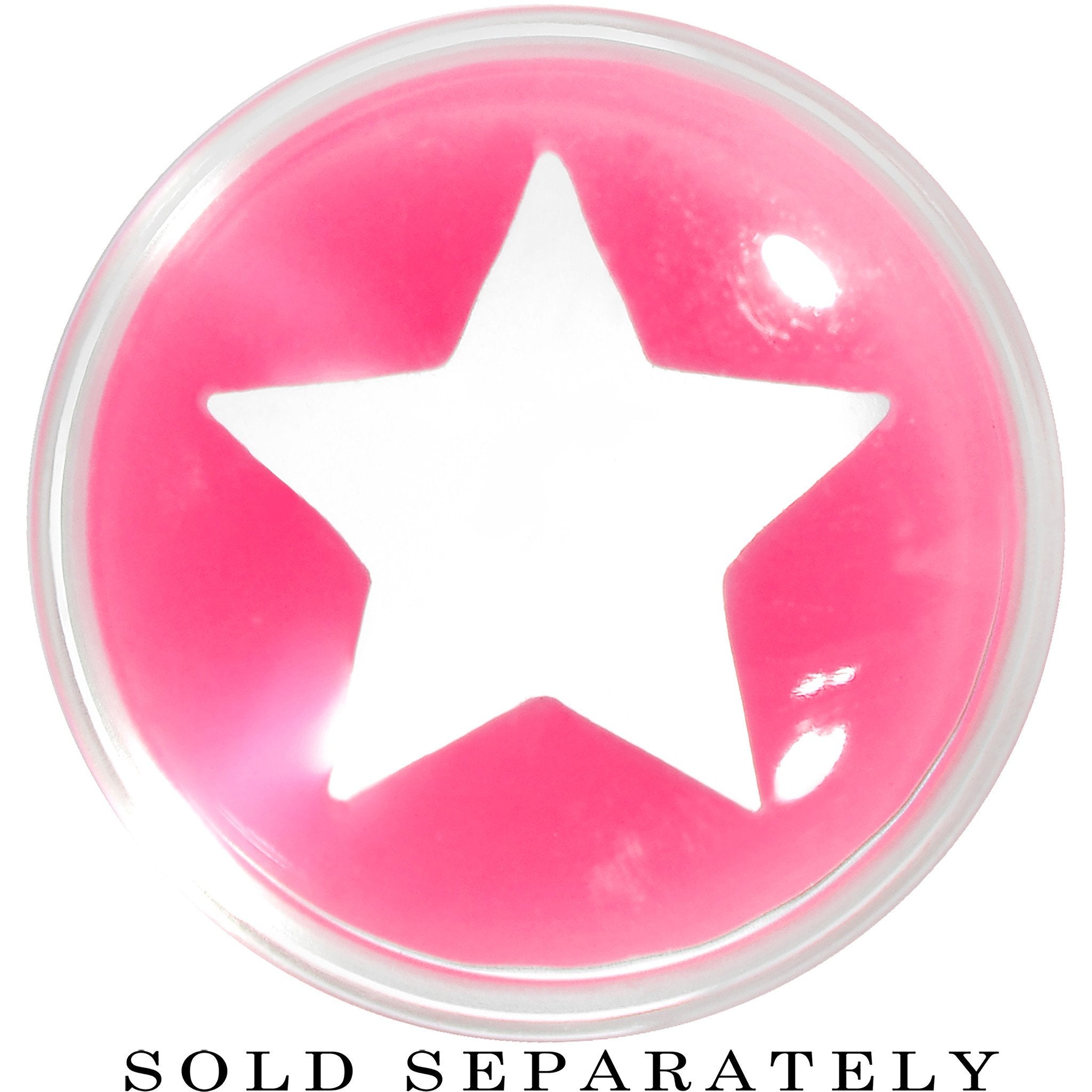 Clear Pink Acrylic Wish on a Star Saddle Plug 2 Gauge to 20mm