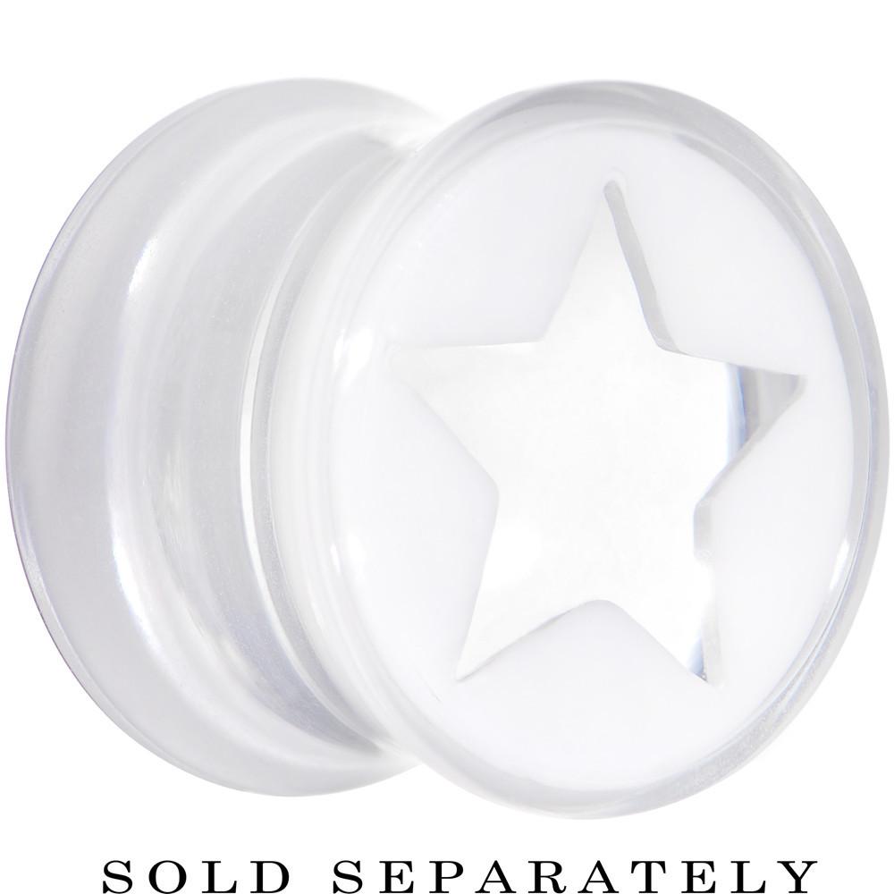 Clear White Acrylic Wish on a Star Saddle Plug 2 Gauge to 20mm