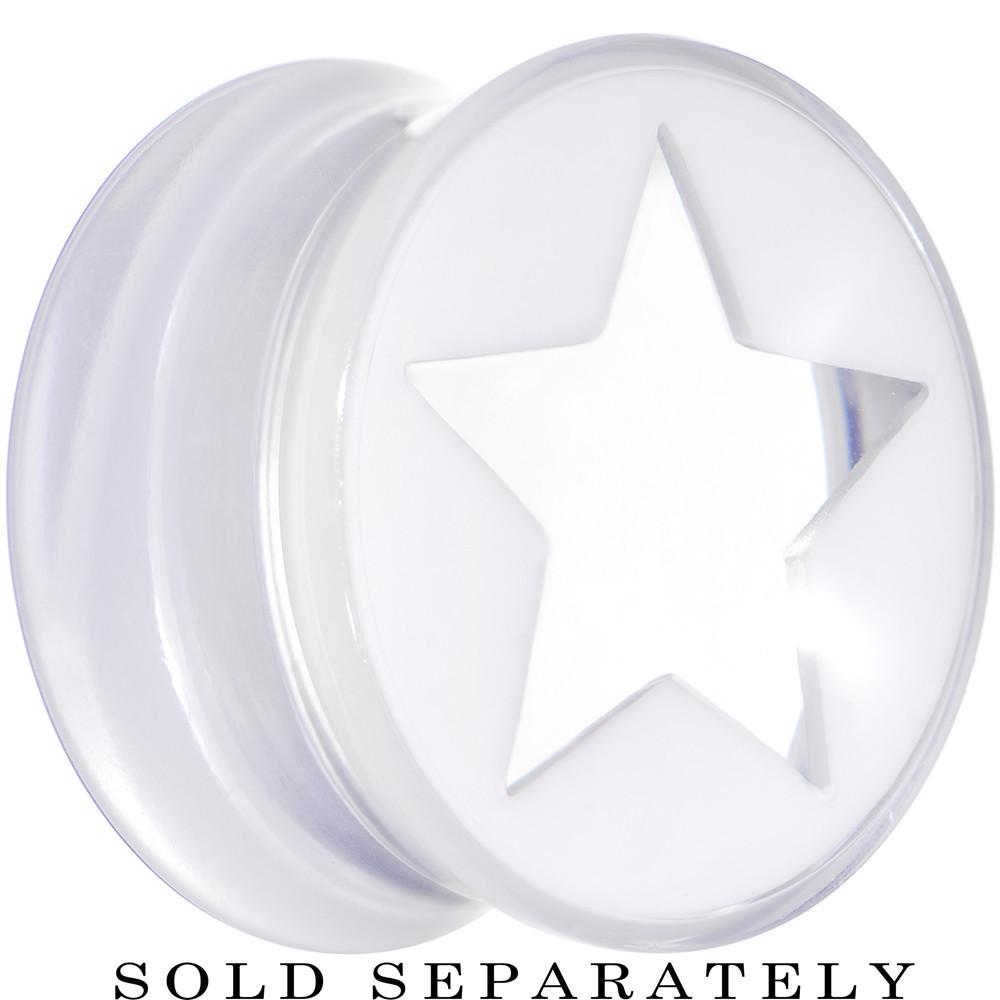 Clear White Acrylic Wish on a Star Saddle Plug 2 Gauge to 20mm