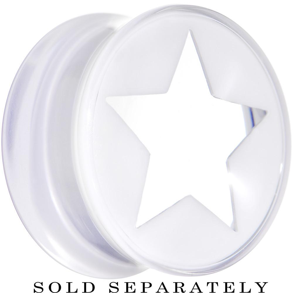 Clear White Acrylic Wish on a Star Saddle Plug 2 Gauge to 20mm