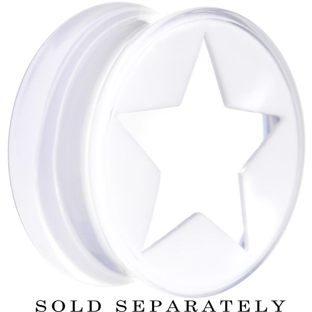 Clear White Acrylic Wish on a Star Saddle Plug 2 Gauge to 20mm