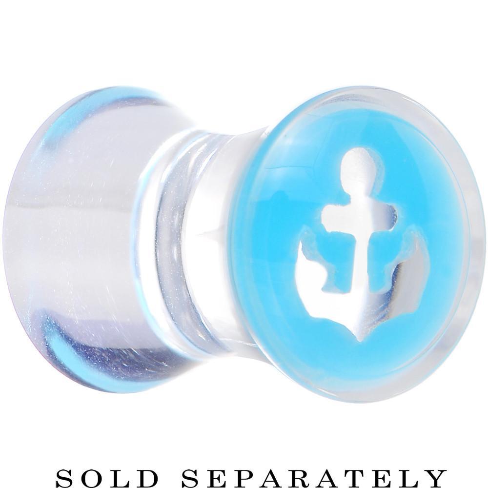 Clear Light Blue Acrylic Set Sail Nautical Anchor Saddle Plug Available in Sizes 6mm to 20mm