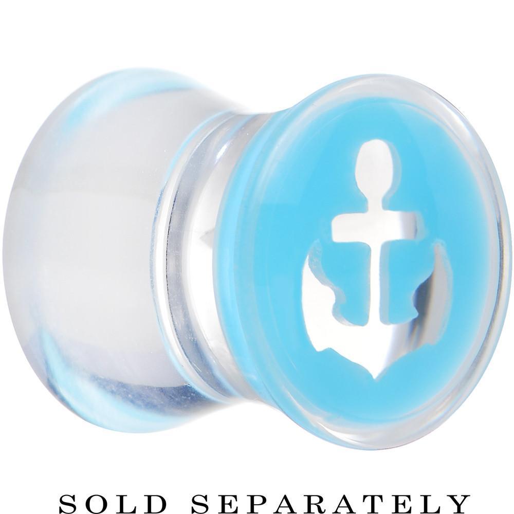 Clear Light Blue Acrylic Set Sail Nautical Anchor Saddle Plug Available in Sizes 6mm to 20mm