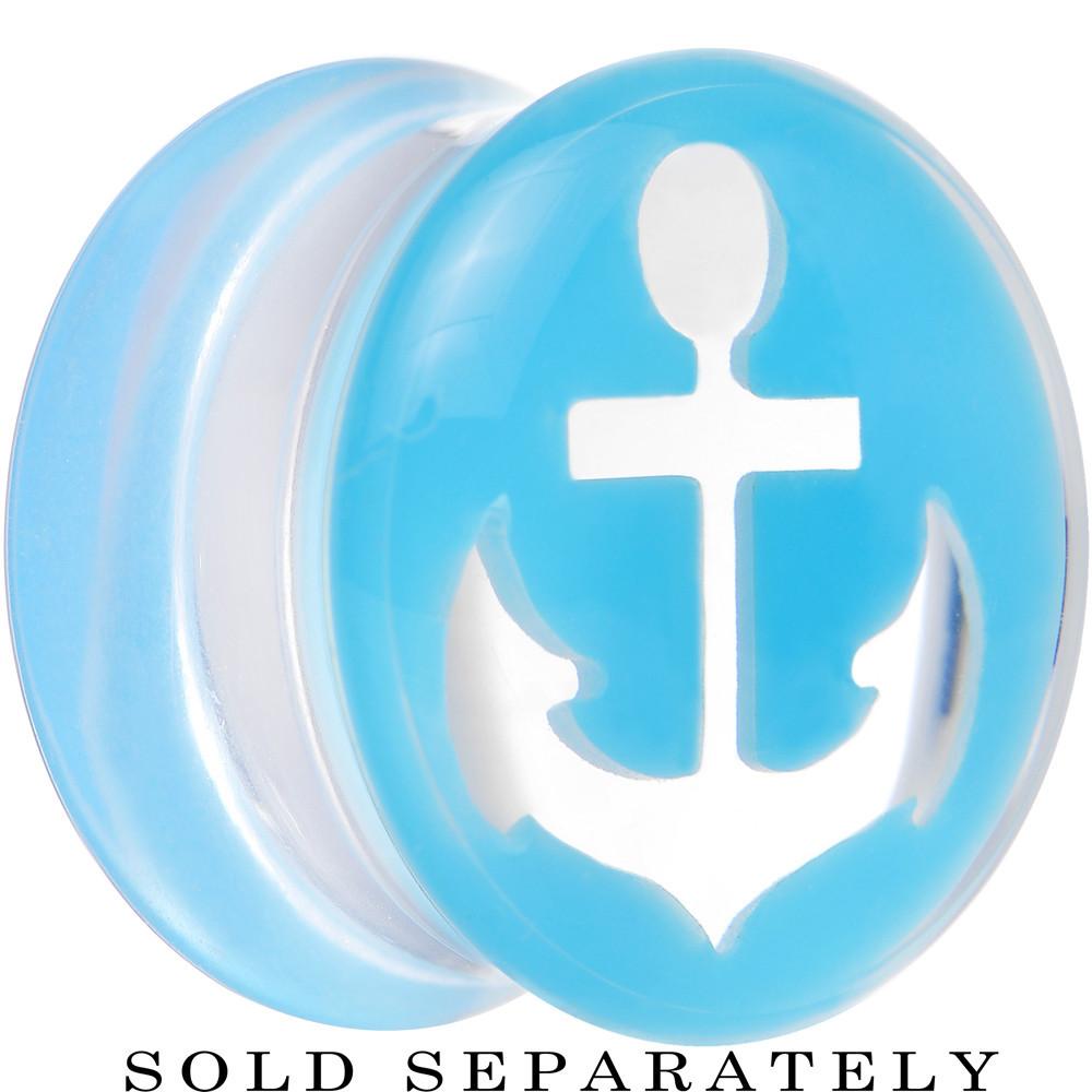 Clear Light Blue Acrylic Set Sail Nautical Anchor Saddle Plug Available in Sizes 6mm to 20mm