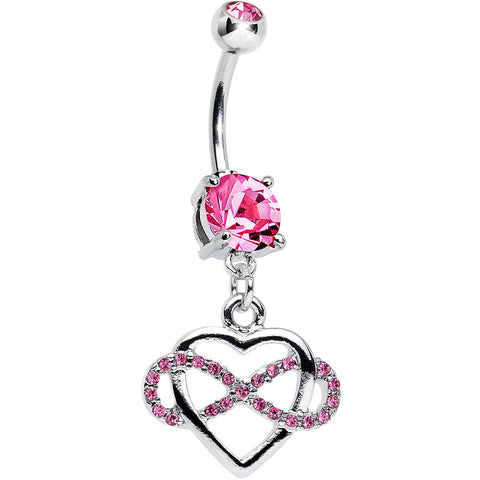 Pink Cubic Zirconia Infinite Love Heart Dangle Belly Ring – BodyCandy