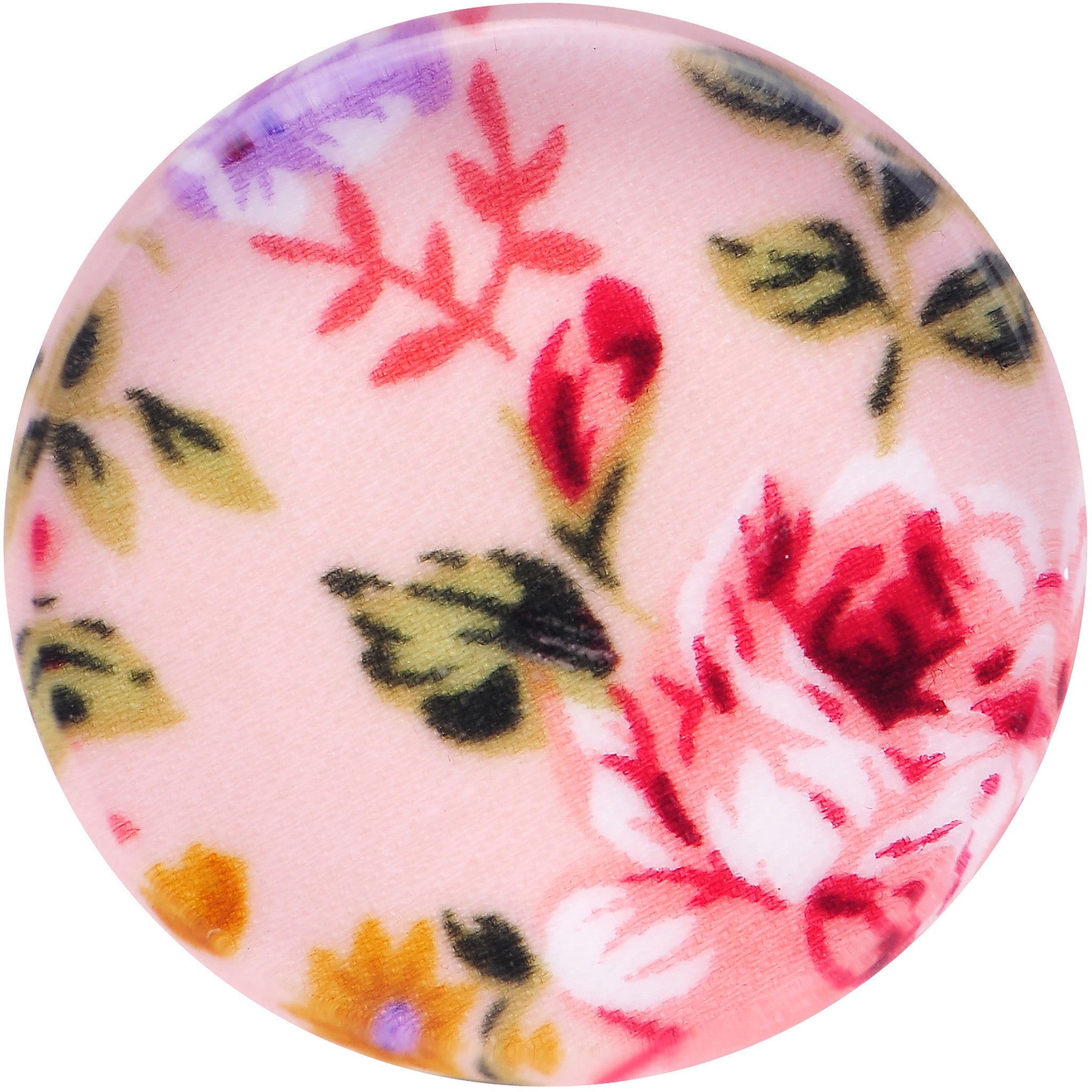 24mm Acrylic Pink Grandma's Wallpaper Flowered Saddle Plug