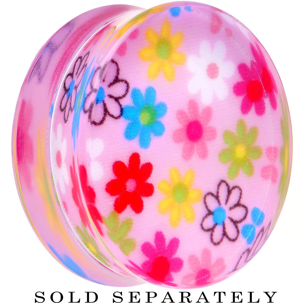 32mm Acrylic Pink Multicolored Flower Power Saddle Plug