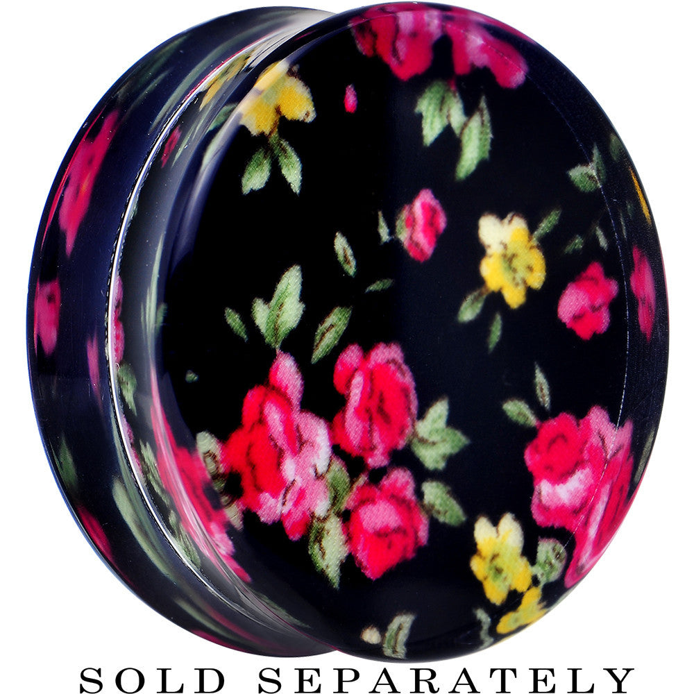 32mm Acrylic Black Multicolored Old Fashioned Flowers Saddle Plug