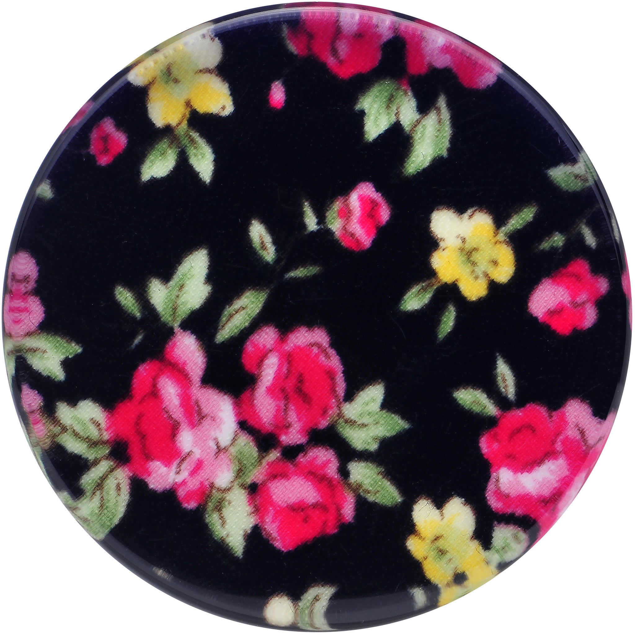 32mm Acrylic Black Multicolored Old Fashioned Flowers Saddle Plug