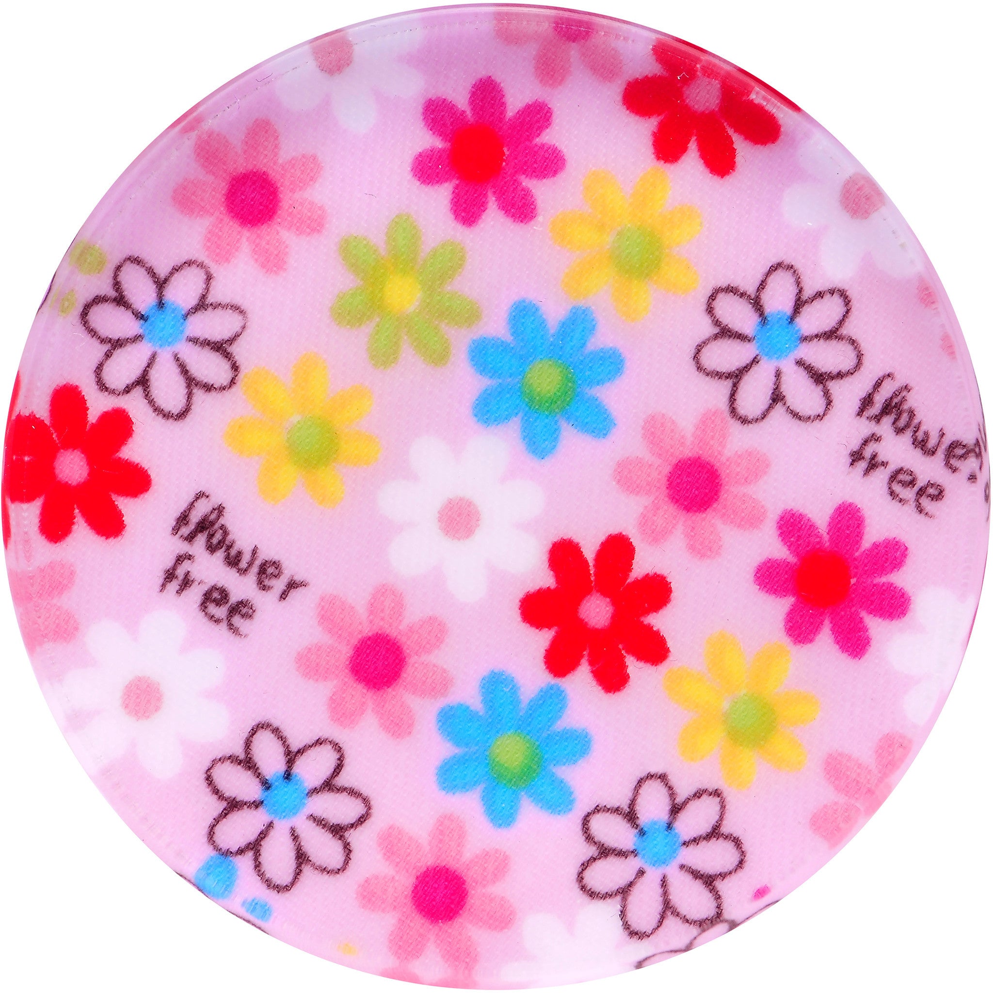 44mm Acrylic Pink Multicolored Flower Power Saddle Plug