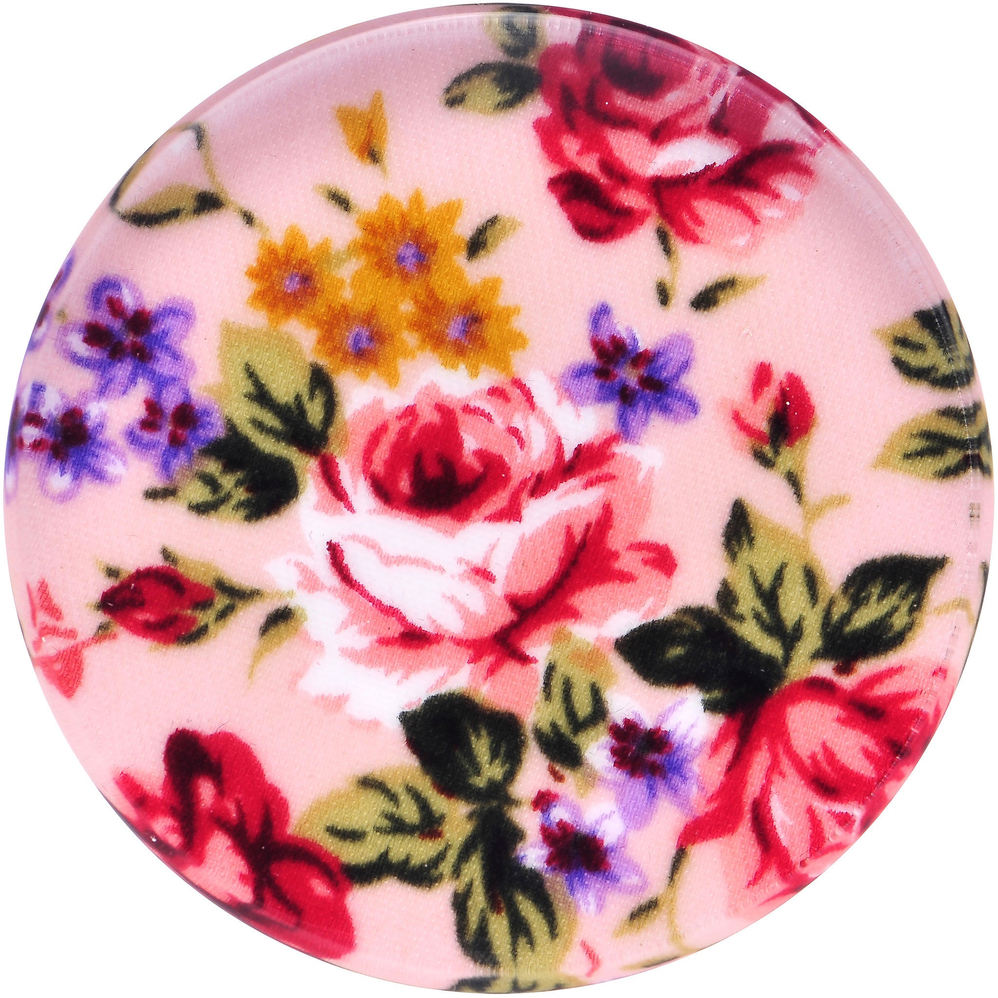 48mm Acrylic Pink Grandma's Wallpaper Flowered Saddle Plug