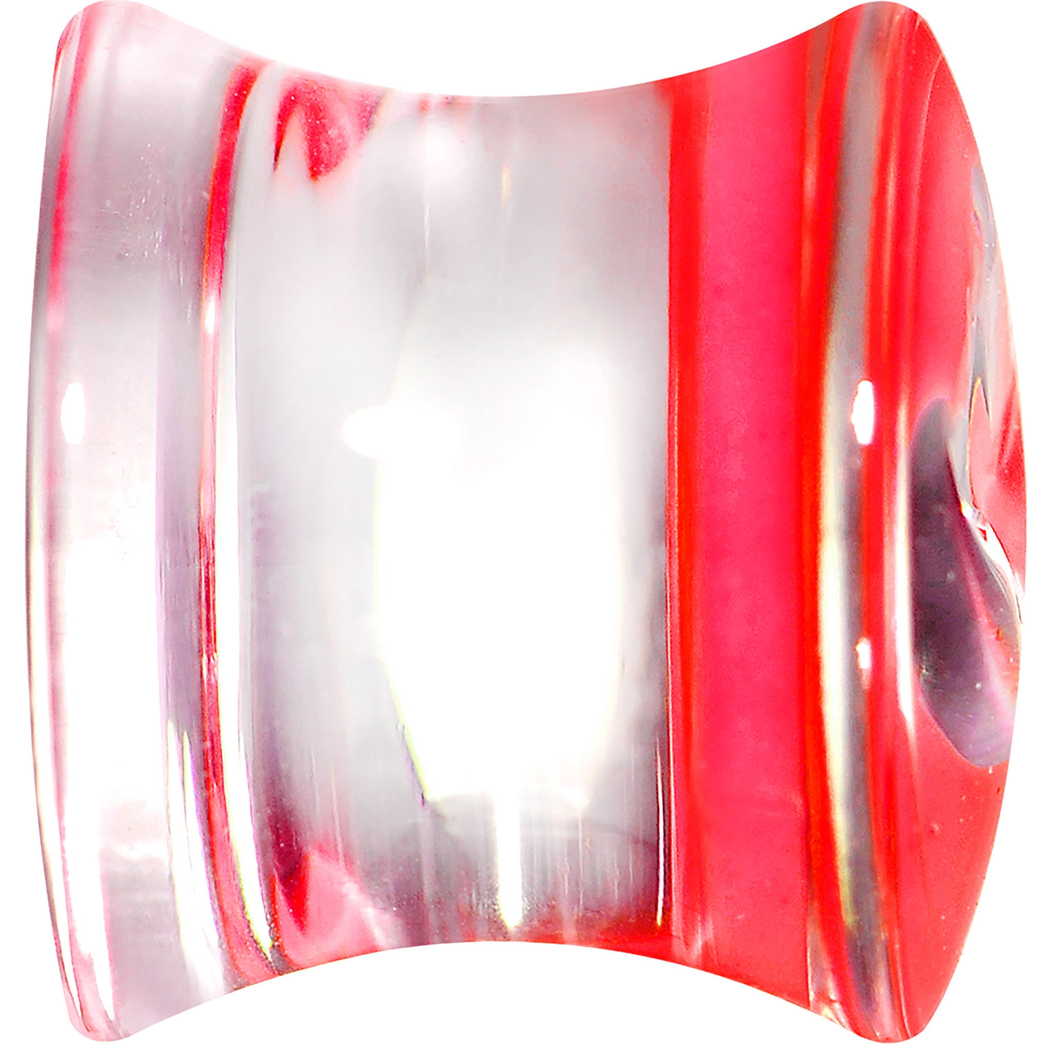 00 Gauge Clear Red Acrylic Adoring Heart Saddle Plug