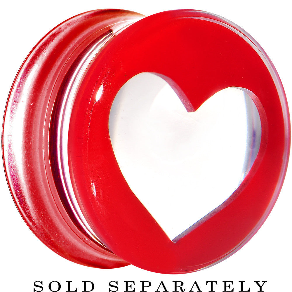 5/8 Clear Red Acrylic Adoring Heart Saddle Plug