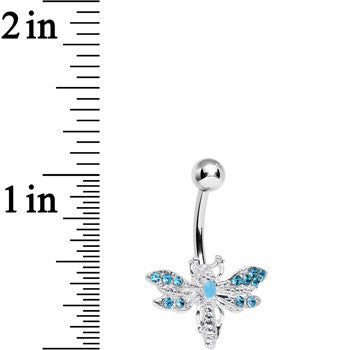 Aqua Gem Flashy Flying Dragonfly Belly Ring