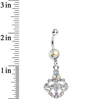 Aurora Gem Shimmering Divine Fan Dangle Belly Ring