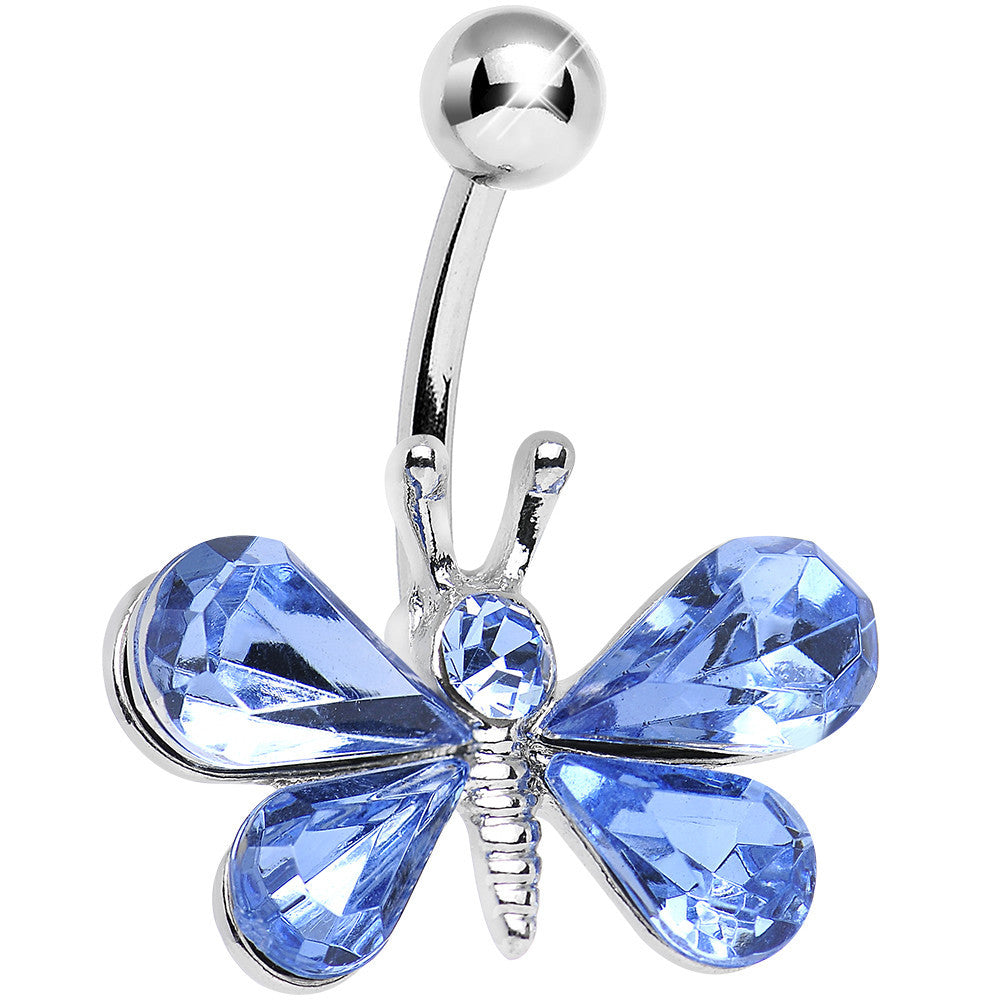 Light Blue Gem Dynamic Dragonfly Belly Ring