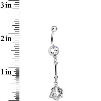 Clear Cubic Zirconia Glamorous Pyramid Dangle Belly Ring