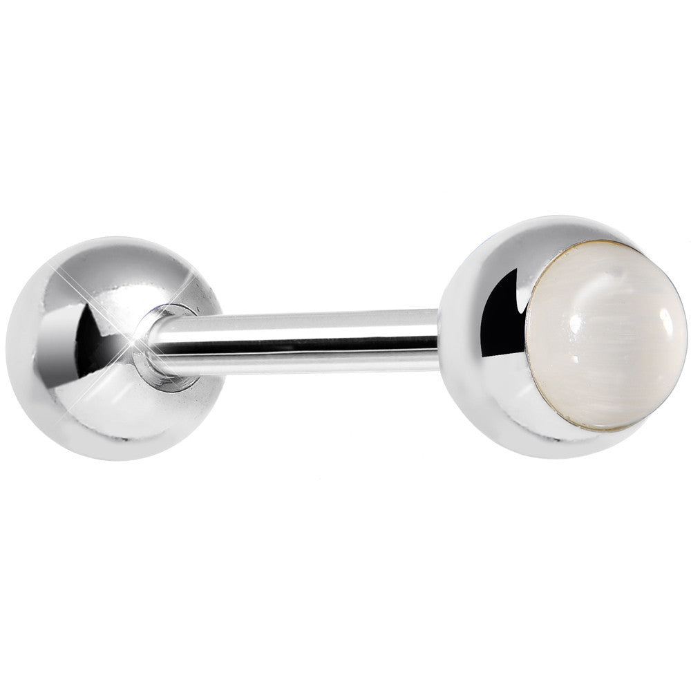 Pure as Snow White Faux Opal Barbell Tongue Ring