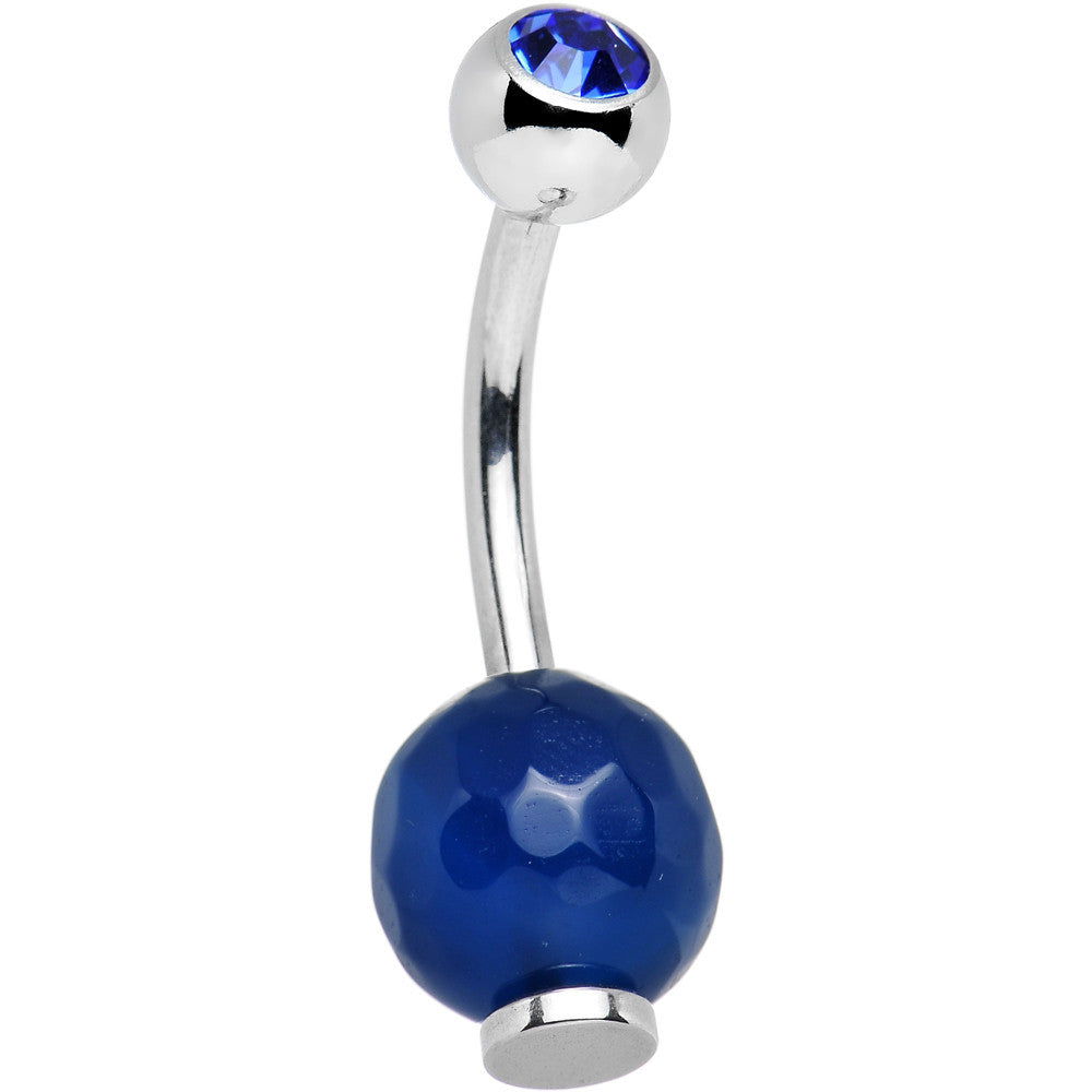 Blue Cubic Zirconia Blue Natural Stone Belly Ring