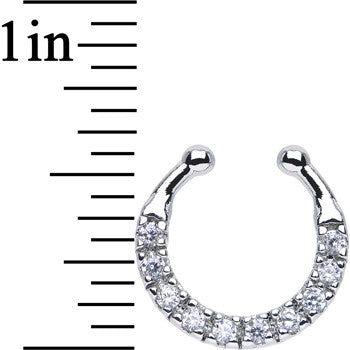 Clear CZ Wreath of Sparkle Non-Pierced Clip On Fake Septum Ring