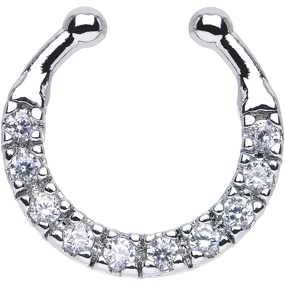 Clear CZ Wreath of Sparkle Non-Pierced Clip On Fake Septum Ring