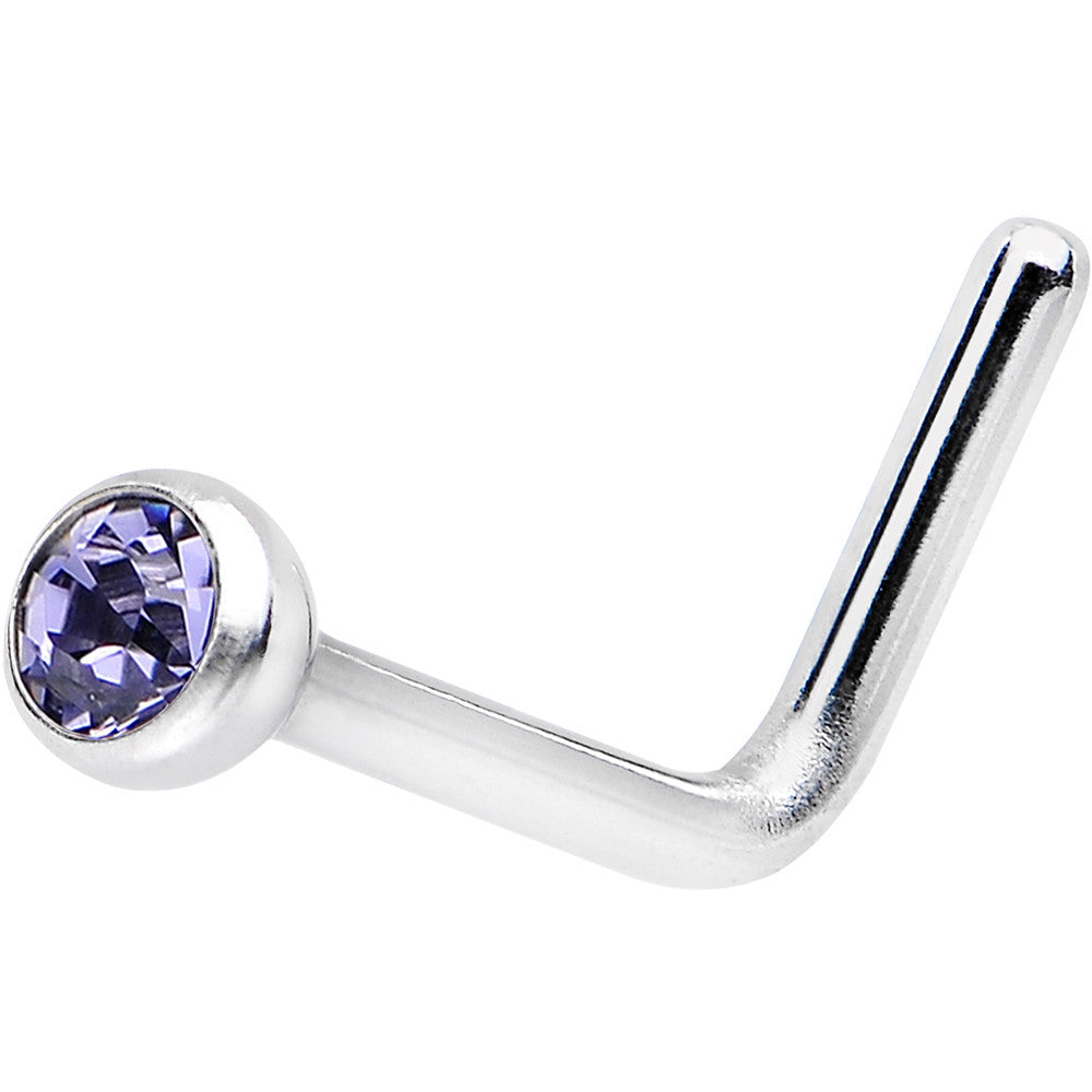 18 Gauge Purple Gem Stainless Steel L-Shaped Nose Ring 1/4