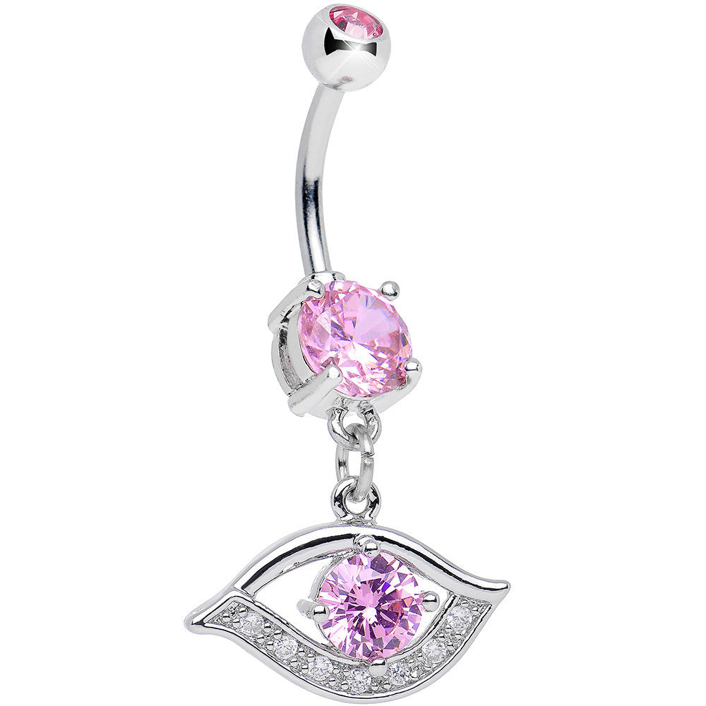 Pink Clear Gem Mysterious and Exquisite Eye Dangle Belly Ring