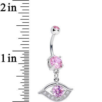 Pink Clear Gem Mysterious and Exquisite Eye Dangle Belly Ring