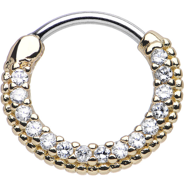 16 Gauge 3/8 Clear CZ Gold IP Ring of Brilliance Septum Clicker – BodyCandy
