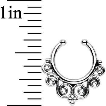 Tempest of Swirls Non-Pierced Clip On Fake Septum Ring