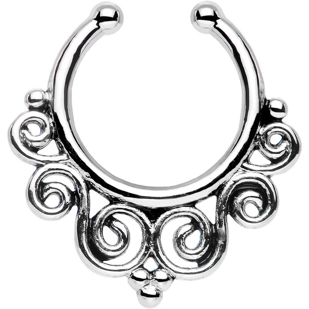 Tempest of Swirls Non-Pierced Clip On Fake Septum Ring