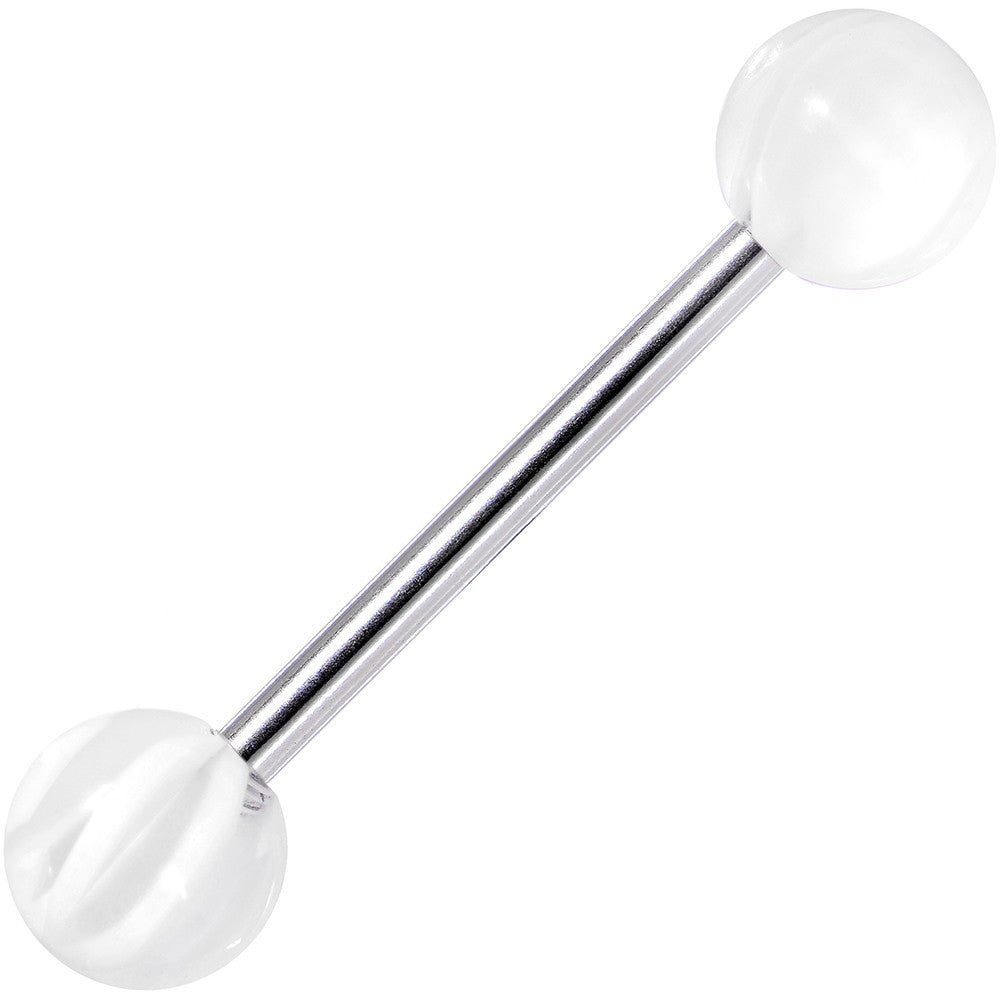 White Acrylic Marvelously Marbled Barbell Tongue Ring