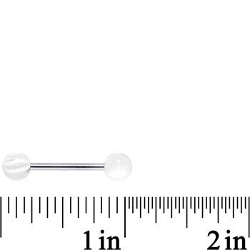 White Acrylic Marvelously Marbled Barbell Tongue Ring