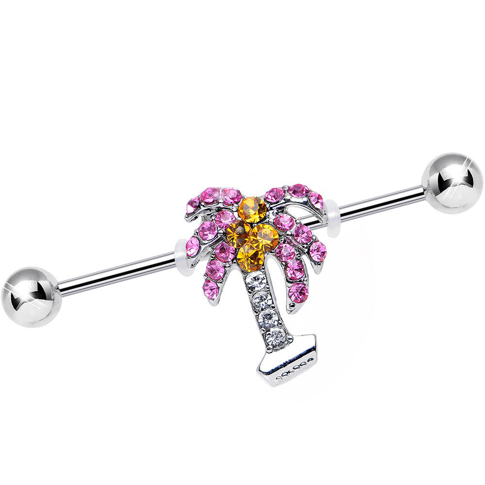 Pink Yellow Gem Taste of the Tropics Palm Tree Industrial Barbell