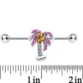 Pink Yellow Gem Taste of the Tropics Palm Tree Industrial Barbell