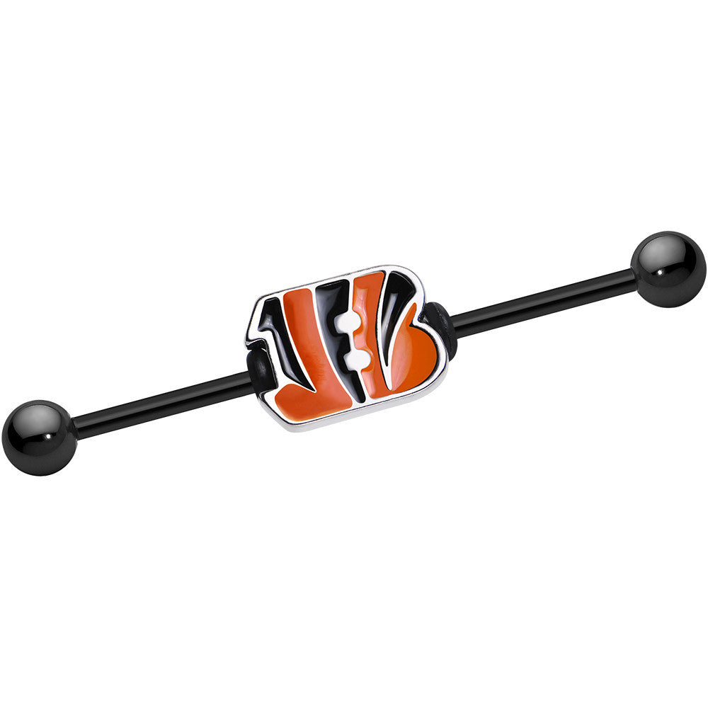 Licensed NFL Black Anodized Cincinnati Bengals Industrial Barbell 38mm