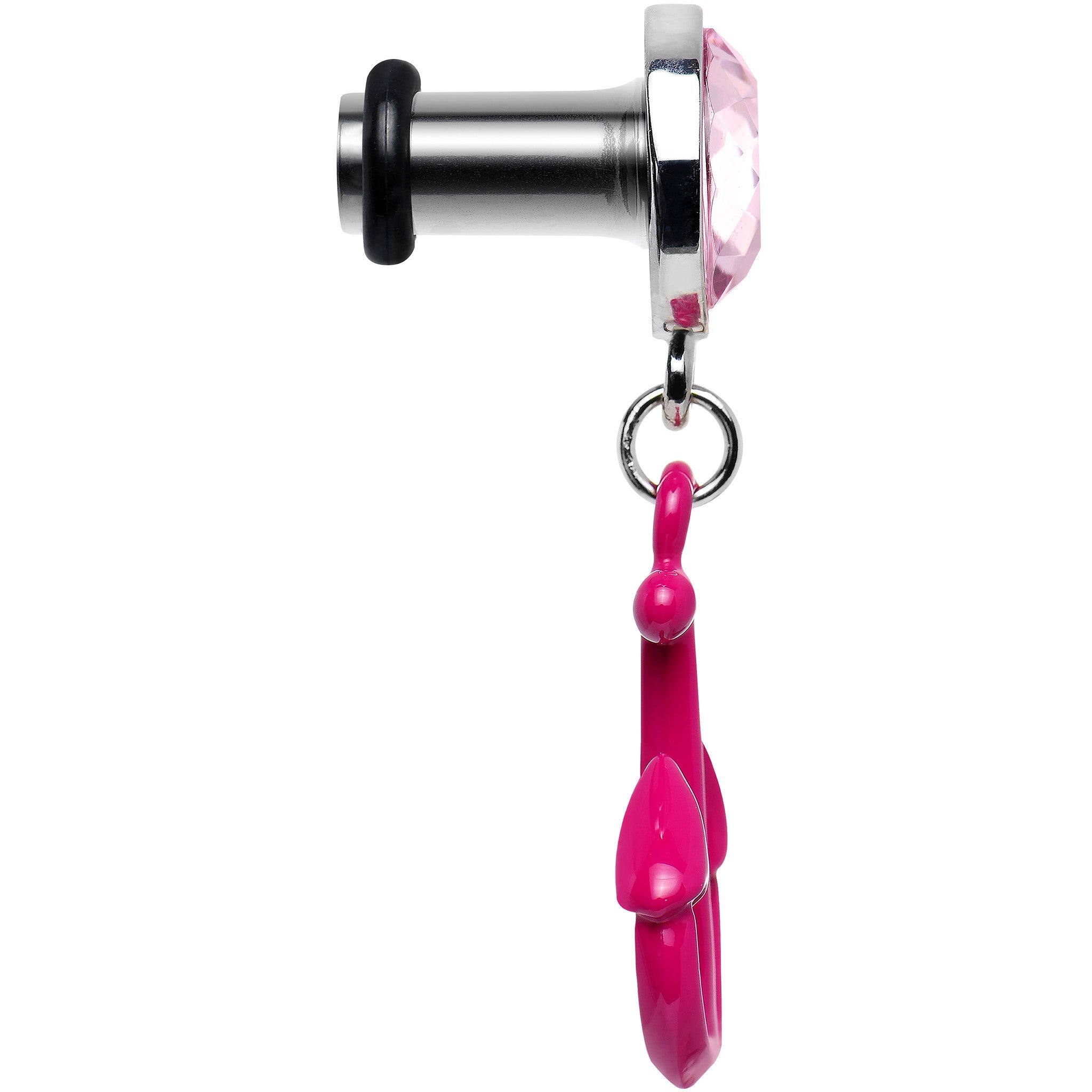 4 Gauge Pink Dangling Anchor Steel Plug