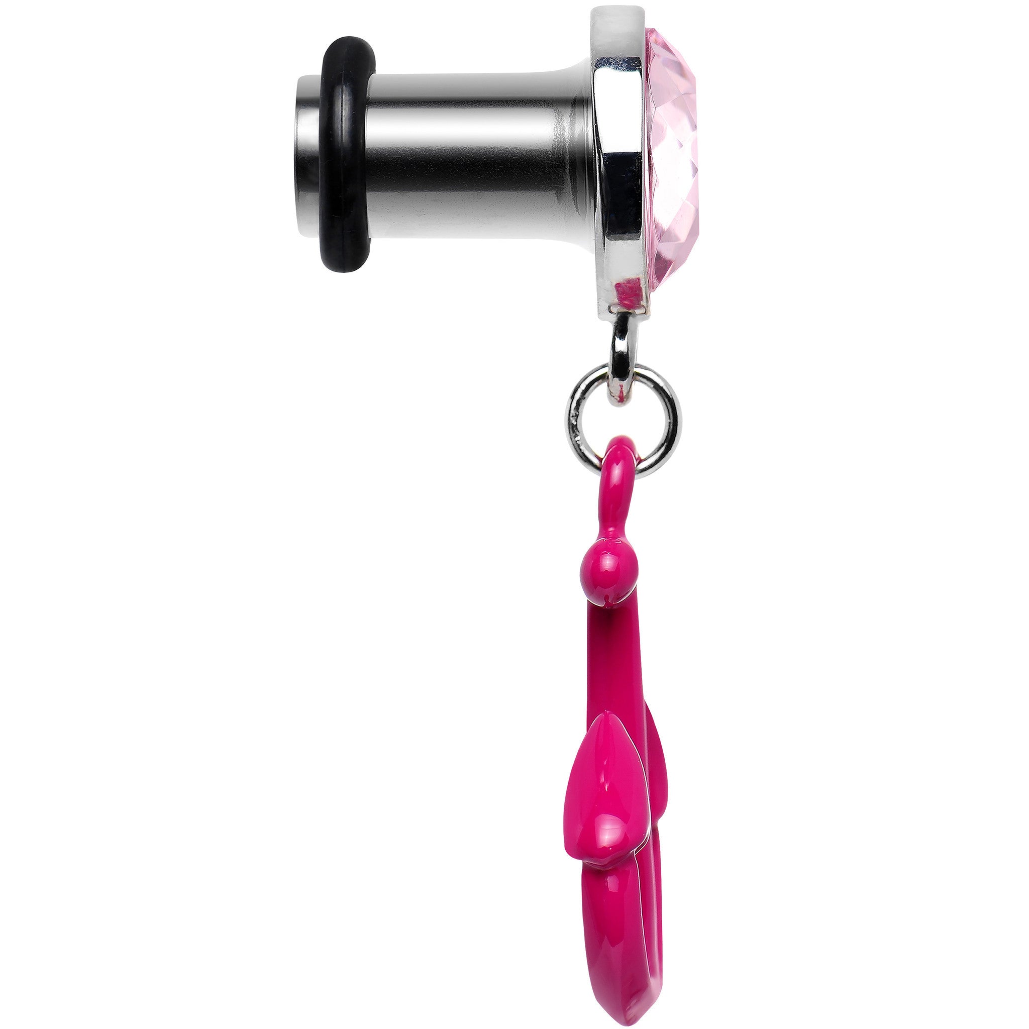 2 Gauge Pink Dangling Anchor Steel Plug