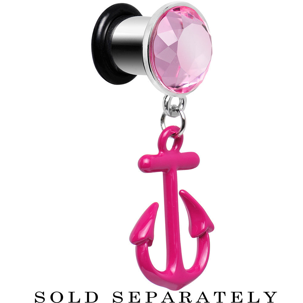 0 Gauge Pink Dangling Anchor Steel Plug