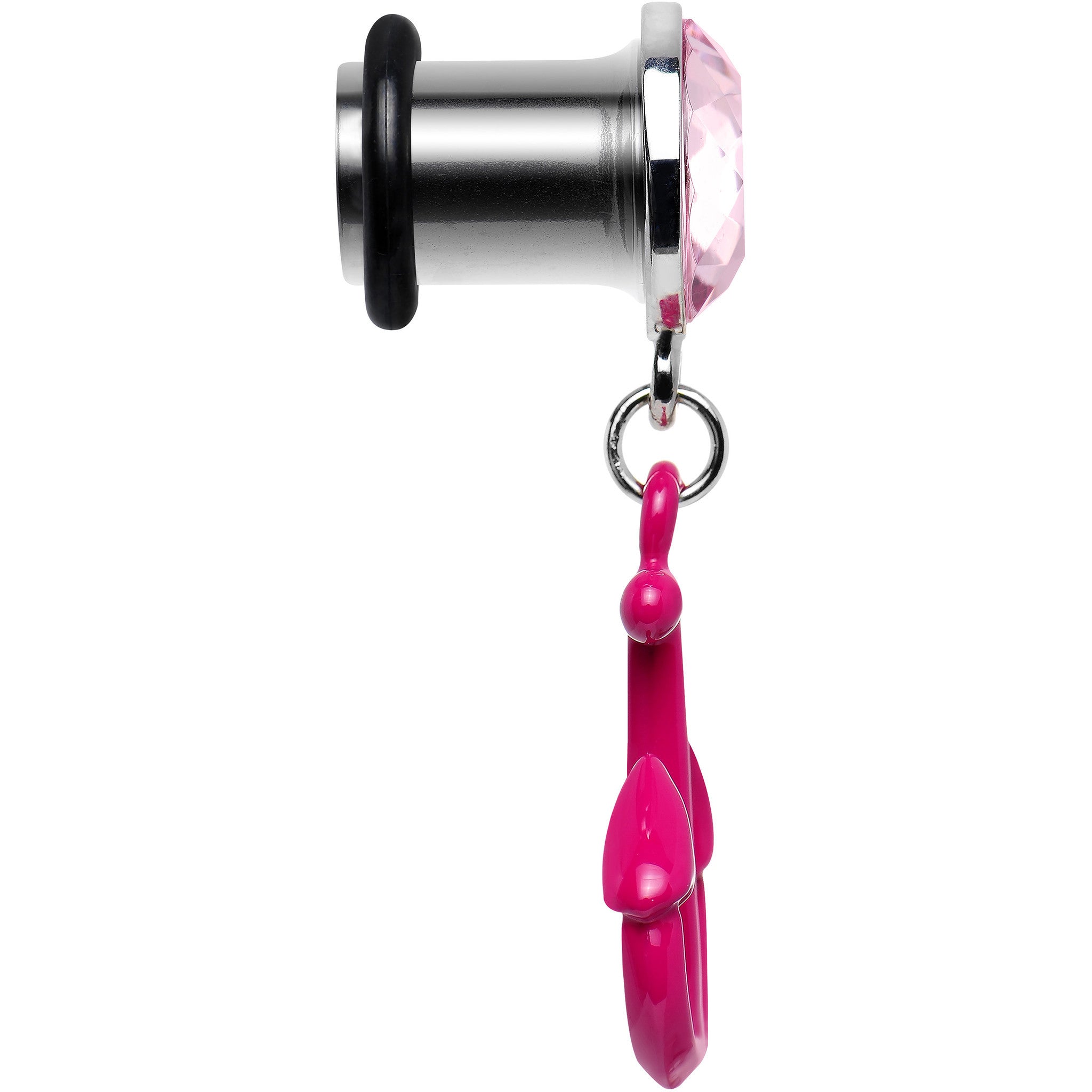 0 Gauge Pink Dangling Anchor Steel Plug