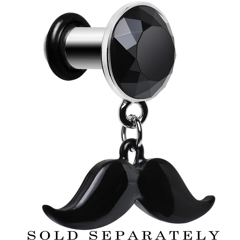 4 Gauge Black Dangling Mustache Steel Plug