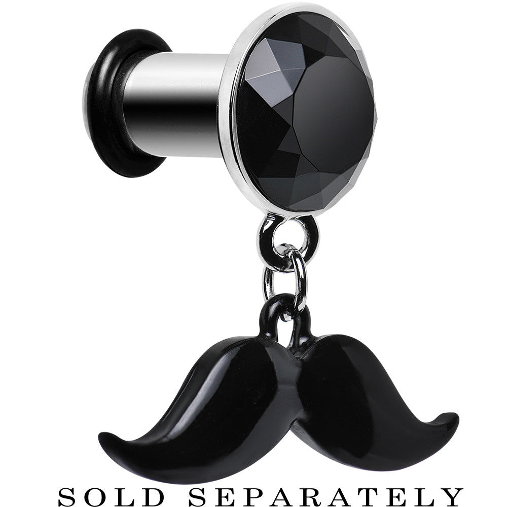 2 Gauge Black Dangling Mustache Steel Plug