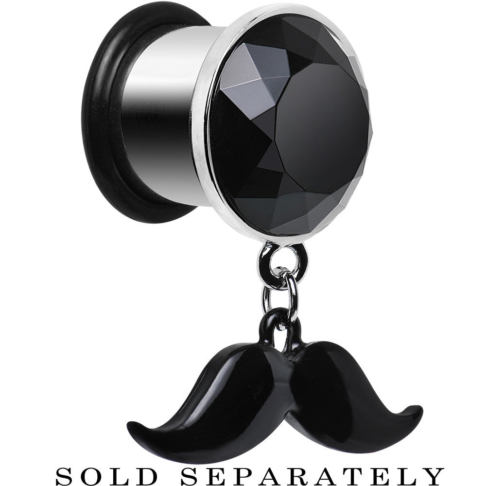 1/2 Black Dangling Mustache Steel Plug