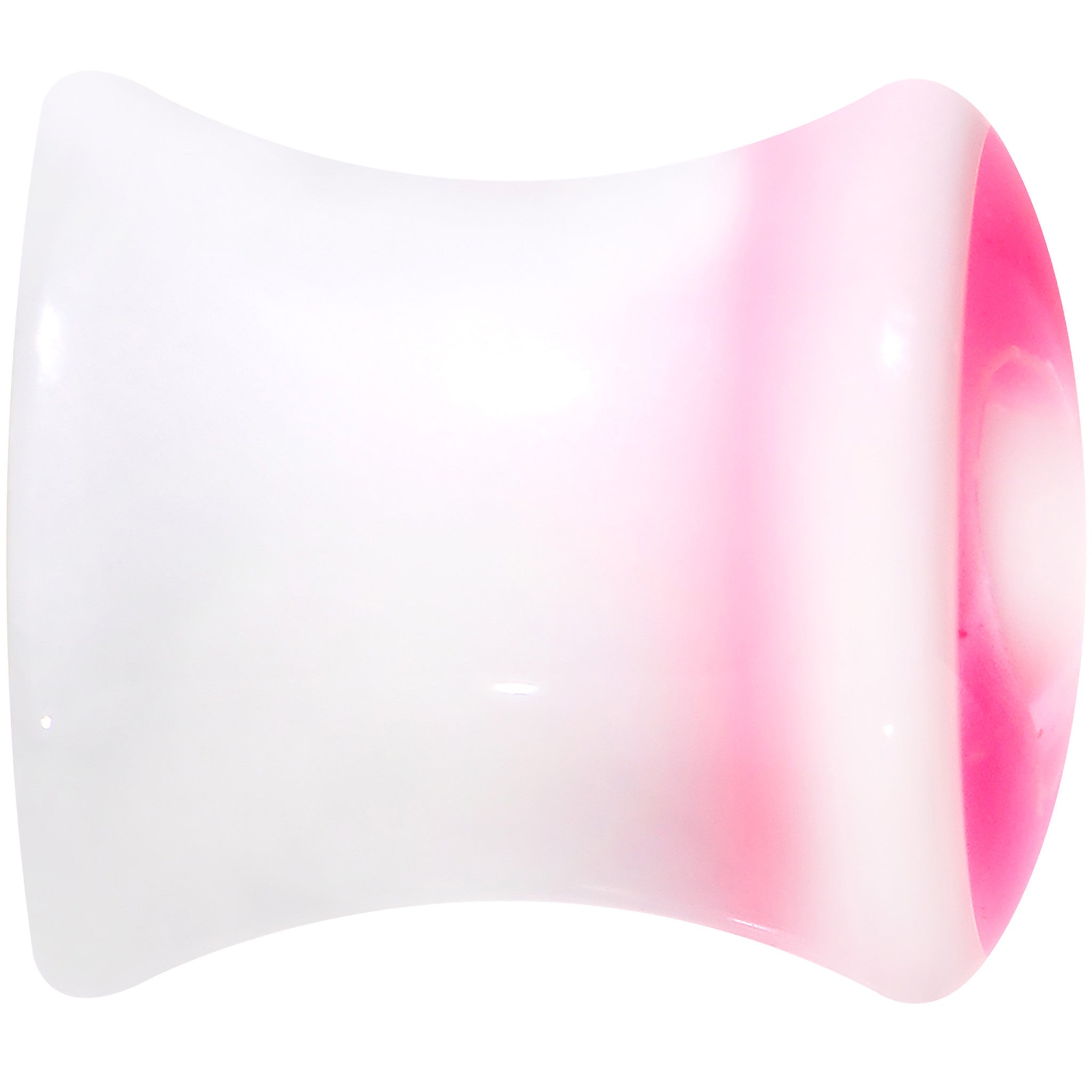 0 Gauge White Pink Acrylic Adoring Heart Saddle Plug