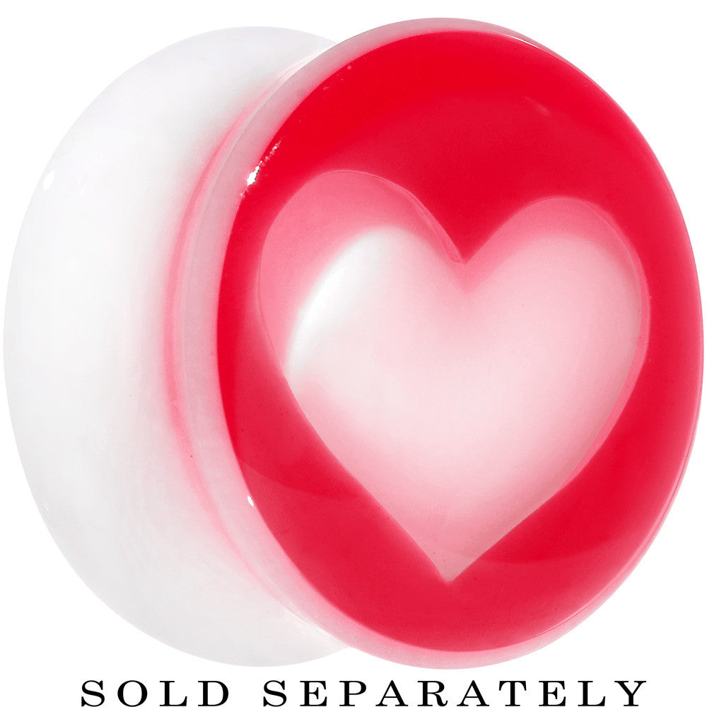 18mm White Red Acrylic Adoring Heart Saddle Plug